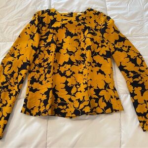 H&M Mustard and dark blue Floral Blouse